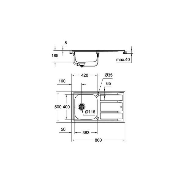 k400 набор grohe мойка + смеситель concetto (31570sd0)
