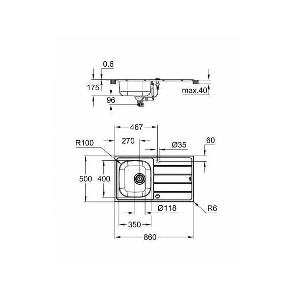 k200 набор grohe мойка + смеситель bau (31562sd1)