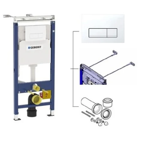 инсталляция для унитаза geberit duofix plattenbau h112 с кнопкой смыва delta51, белый